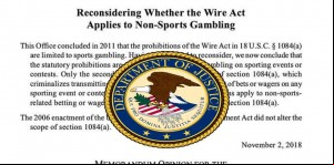 DOJ Maintains Its Stand on Its Wire Act Reinterpretation